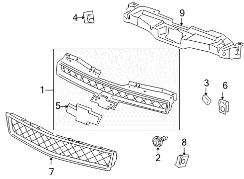 2007 Chevy Tahoe Grille & Components Diagram