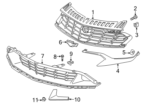 2020 Chevy Camaro Grille & Components Diagram 4 - Thumbnail