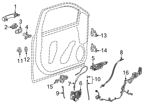 2015 Chevy Silverado 1500 Front Door - Lock & Hardware Diagram