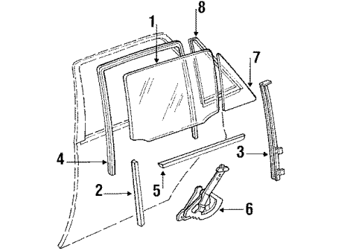 1992 Pontiac LeMans Window Handle Diagram for 96123767