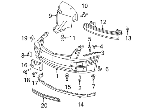 2005 Cadillac STS Front Bumper Diagram