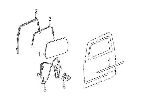 2007 Hummer H3 Front Door - Glass & Hardware Diagram