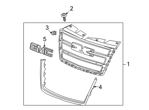 2015 GMC Terrain Emblem, Front Diagram for 22764298