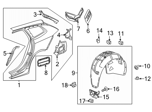 2020 Buick Regal TourX Quarter Panel & Components Diagram