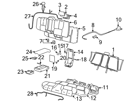 1998 Cadillac Seville Rear Seat Components Diagram