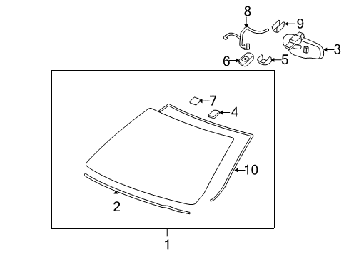 2006 Buick Lucerne Windshield Glass, Reveal Moldings Diagram