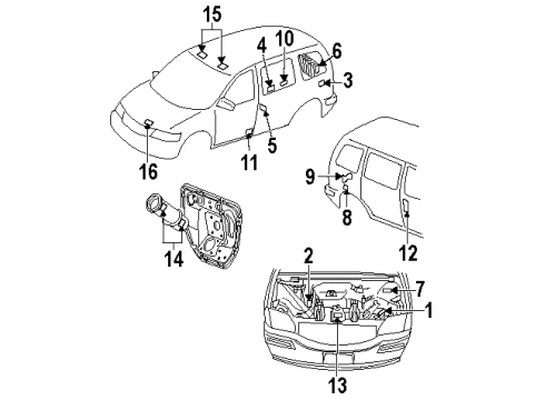 2000 Oldsmobile Silhouette Information Labels Diagram