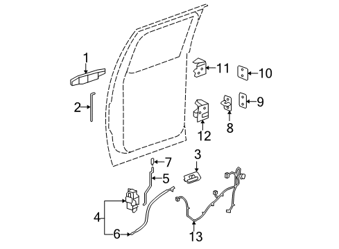 2013 Chevy Silverado 2500 HD Rear Door - Lock & Hardware Diagram 1 - Thumbnail