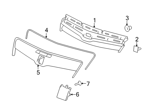2008 Saturn Vue Hood & Grille - Grille & Components Diagram 1 - Thumbnail