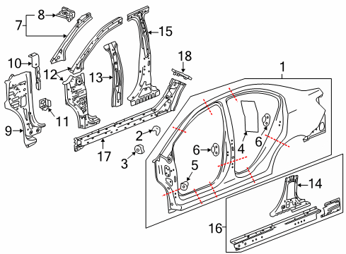 2020 Chevy Sonic Center Pillar & Rocker, Hinge Pillar, Uniside Diagram 2 - Thumbnail