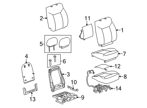 2008 Hummer H2 Front Seat Components Diagram