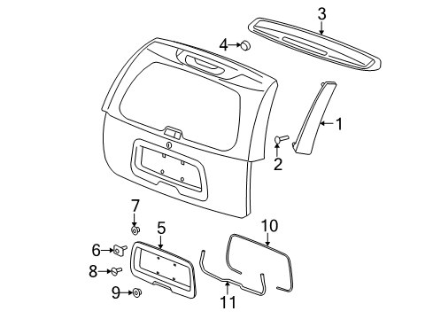 2006 Chevy Trailblazer EXT Exterior Trim - Lift Gate Diagram