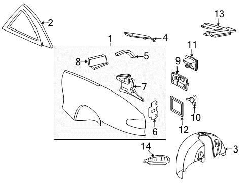 2002 Chevy Cavalier Quarter Panel & Components Diagram 1 - Thumbnail