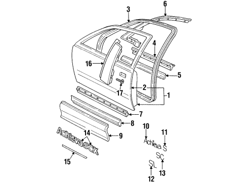1992 Oldsmobile Achieva Glass Weatherstrip, Black, Front Outer Passenger Side Diagram for 22648272