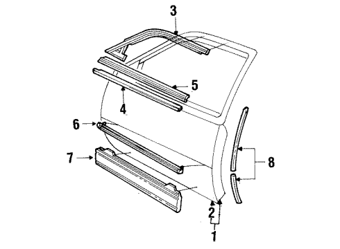 1990 Cadillac Eldorado Mirror, Rear Passenger Side Diagram for 20726207