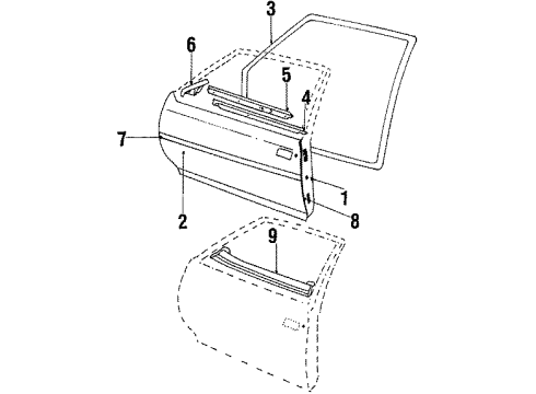 1990 Chevy Celebrity Belt Weatherstrip, Passenger Side Diagram for 17991810