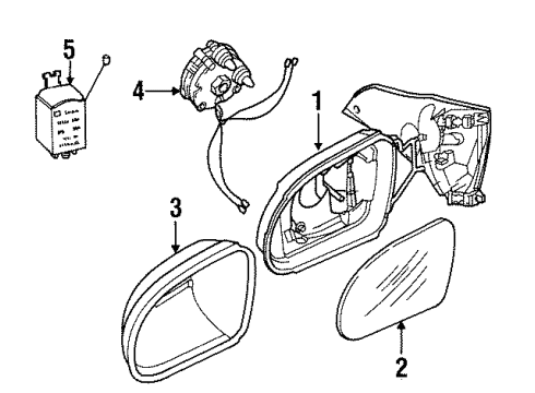 1998 Cadillac Catera Mirror Outside Diagram for 90494809