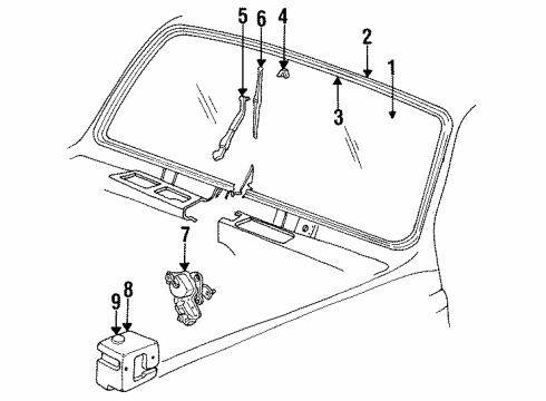 1985 Chevy C20 Suburban Windshield Glass, Wiper & Washer Components, Reveal Moldings Diagram