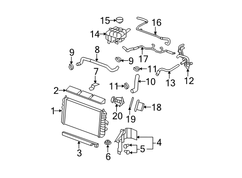 2011 Cadillac DTS Radiator & Components Diagram