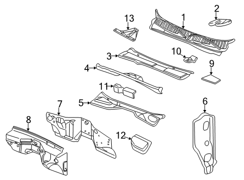2006 Chevy Silverado 2500 HD Cab Cowl Diagram 1 - Thumbnail