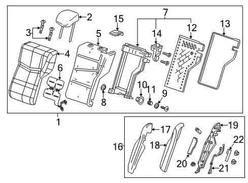2016 Cadillac CTS Seat Back Pad, Rear Diagram for 23152946