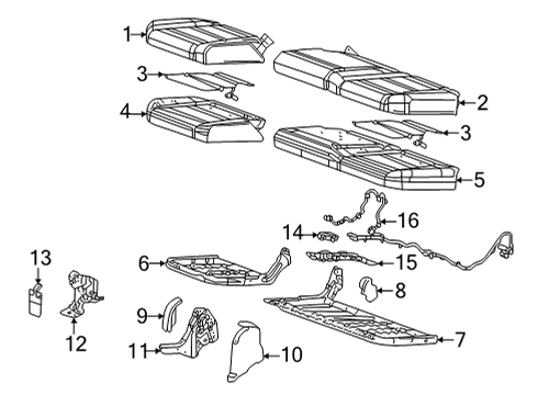 2022 GMC Hummer EV Pickup Rear Seat Components Diagram 2 - Thumbnail