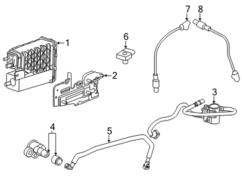 2024 Chevy Silverado 3500 HD Vapor Canister Bracket Diagram for 87859073