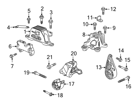 2022 Cadillac XT5 Engine & Trans Mounting Diagram 1 - Thumbnail
