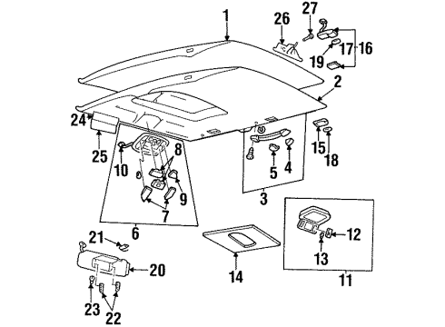 1998 Cadillac DeVille Interior Trim - Roof Diagram