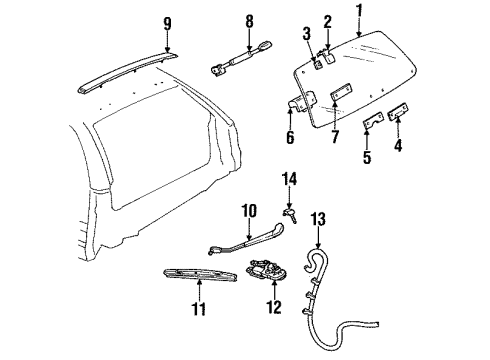 1992 Oldsmobile Custom Cruiser Lift Glass, Rear Wiper Components Diagram