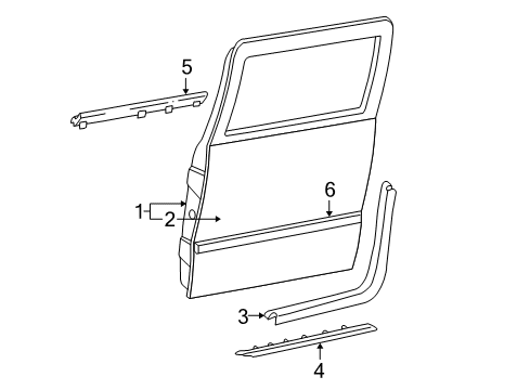 1999 GMC C3500 Rear Door & Components, Exterior Trim Diagram