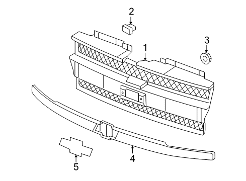 2006 Chevy Trailblazer Grille & Components Diagram 1 - Thumbnail