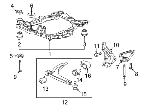 2008 Saturn Aura Front Suspension, Control Arm, Stabilizer Bar Diagram 1 - Thumbnail