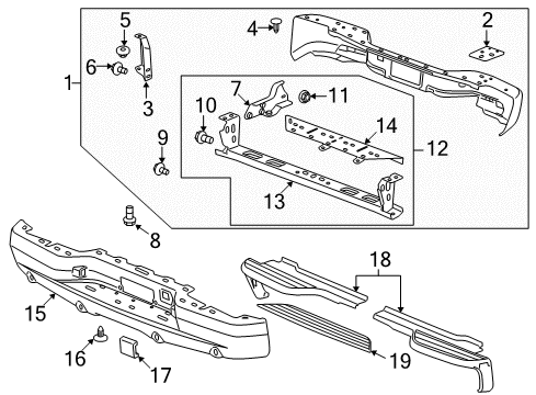 2012 Cadillac Escalade EXT Rear Bumper Diagram