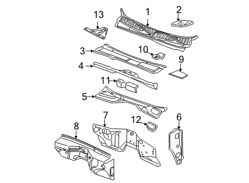 2006 Chevy Silverado 2500 HD Cab Cowl Diagram 2 - Thumbnail