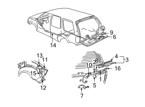 2000 GMC Jimmy Tail Gate - Wiper & Washer Components Diagram