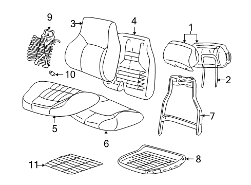 2004 Chevy Impala Seat Cushion Pad, Driver Side Diagram for 12454430