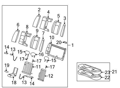2008 Cadillac CTS Rear Seat Components Diagram