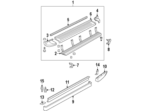 1996 GMC Yukon Exterior Trim - Pillars, Rocker & Floor Diagram 1 - Thumbnail