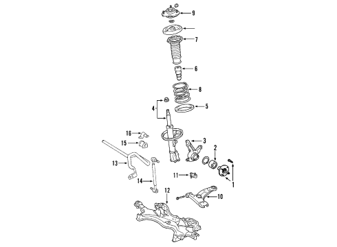 2008 Pontiac Vibe Front Suspension, Control Arm, Stabilizer Bar Diagram 3 - Thumbnail