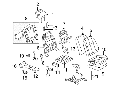 2009 Pontiac G8 Front Seat Components Diagram