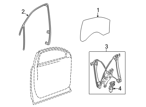 2017 Chevy Equinox Front Door - Glass & Hardware Diagram