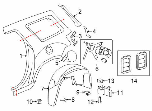 2012 GMC Acadia Quarter Panel & Components Diagram