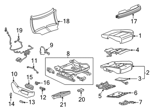 2023 Cadillac Escalade ESV Passenger Seat Components Diagram 4 - Thumbnail