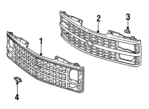 1999 Chevy C2500 Suburban Grille & Components Diagram