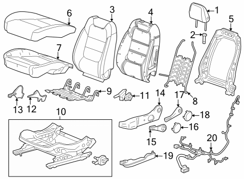 2024 Chevy Trax Driver Seat Components Diagram 1 - Thumbnail