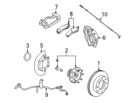 2010 Chevy Silverado 2500 HD Brake Components, Brakes Diagram 1 - Thumbnail