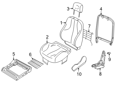 2004 Pontiac Sunfire Front Seat Components Diagram