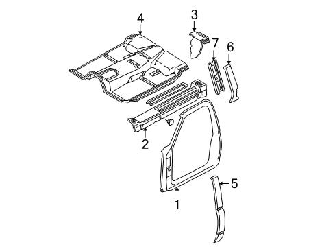 1995 GMC C3500 Rocker Panel, Side Panel, Floor, Uniside Diagram