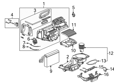 2005 Saturn Ion A/C Evaporator & Heater Components Diagram 1 - Thumbnail